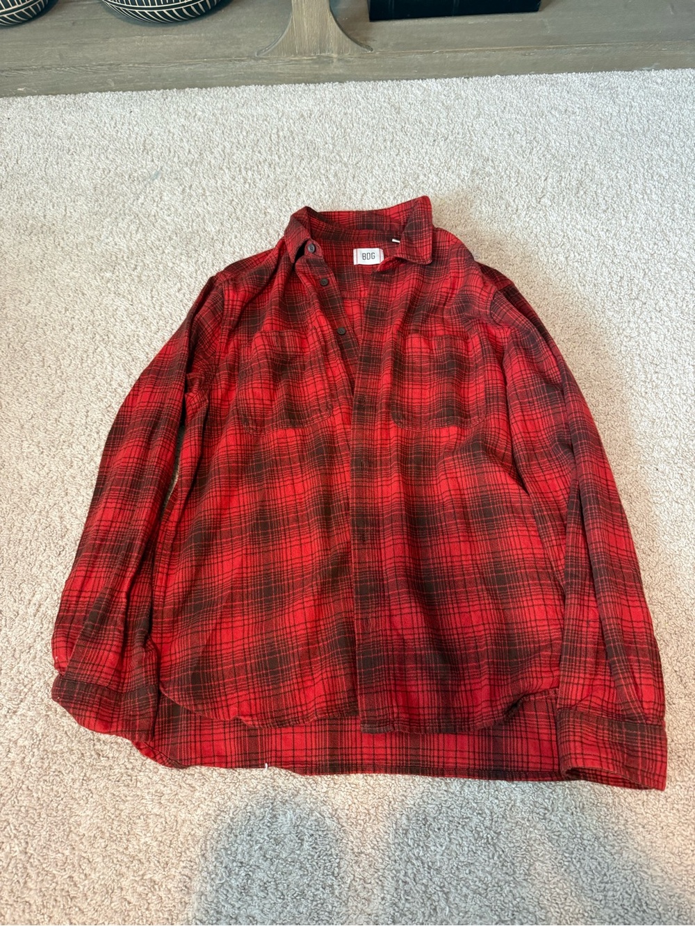 BDG Red and Black Plaid Button-Down Shirt